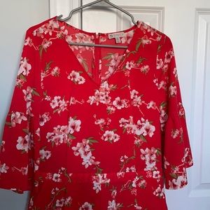 Orange floral romper